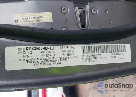 2011 Dodge Caliber Heat из США, поврежденный, VIN 1B3CB5HA0BD222388